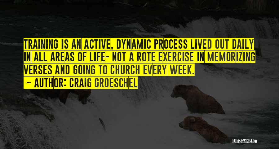 Craig Groeschel Quotes: Training Is An Active, Dynamic Process Lived Out Daily In All Areas Of Life- Not A Rote Exercise In Memorizing