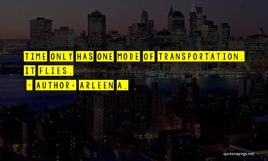 Arleen A. Quotes: Time Only Has One Mode Of Transportation. It Flies.