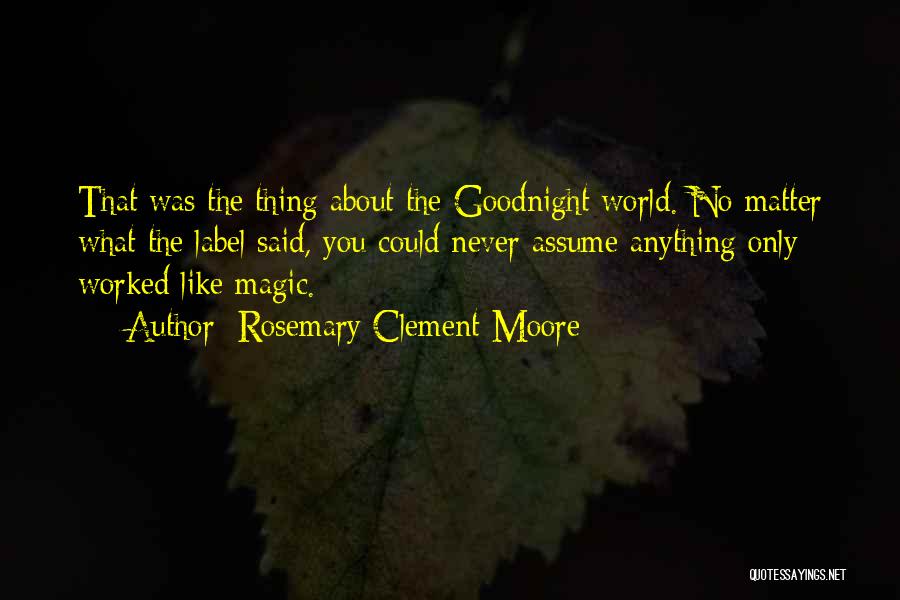 Rosemary Clement-Moore Quotes: That Was The Thing About The Goodnight World. No Matter What The Label Said, You Could Never Assume Anything Only