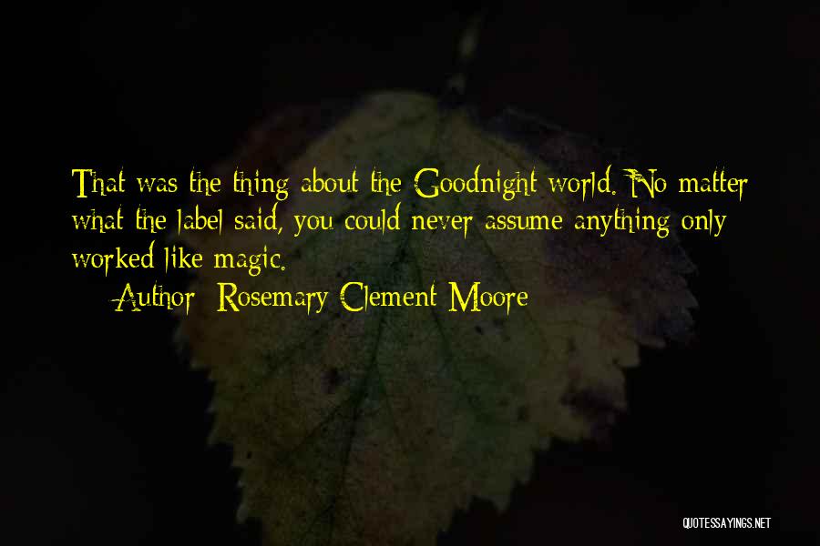 Rosemary Clement-Moore Quotes: That Was The Thing About The Goodnight World. No Matter What The Label Said, You Could Never Assume Anything Only