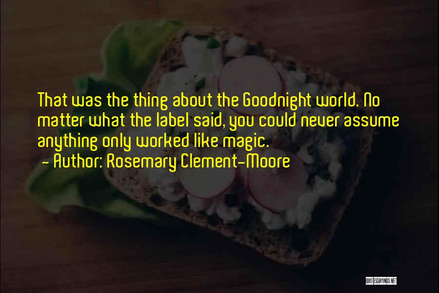 Rosemary Clement-Moore Quotes: That Was The Thing About The Goodnight World. No Matter What The Label Said, You Could Never Assume Anything Only