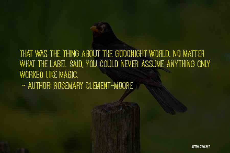 Rosemary Clement-Moore Quotes: That Was The Thing About The Goodnight World. No Matter What The Label Said, You Could Never Assume Anything Only