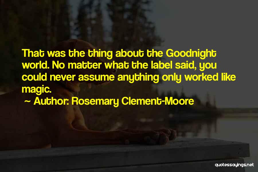 Rosemary Clement-Moore Quotes: That Was The Thing About The Goodnight World. No Matter What The Label Said, You Could Never Assume Anything Only