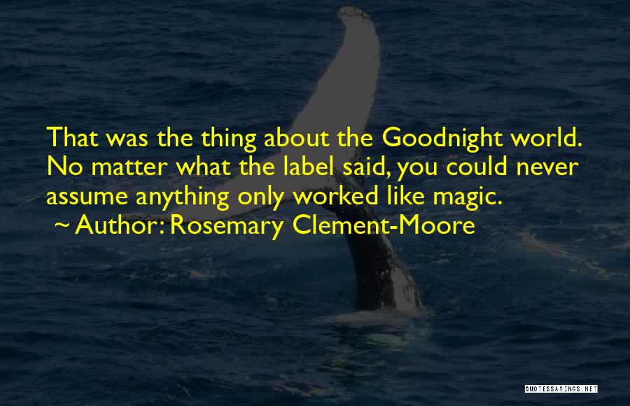 Rosemary Clement-Moore Quotes: That Was The Thing About The Goodnight World. No Matter What The Label Said, You Could Never Assume Anything Only