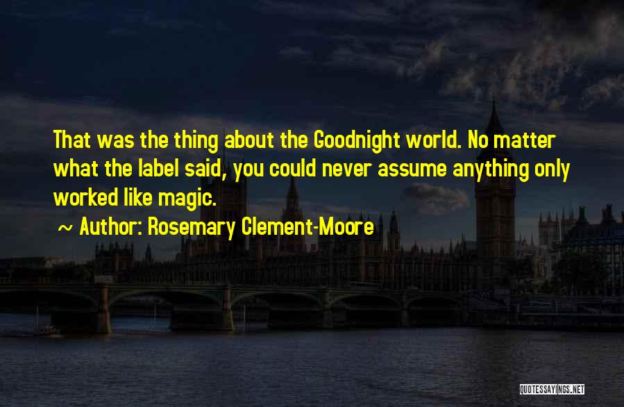 Rosemary Clement-Moore Quotes: That Was The Thing About The Goodnight World. No Matter What The Label Said, You Could Never Assume Anything Only