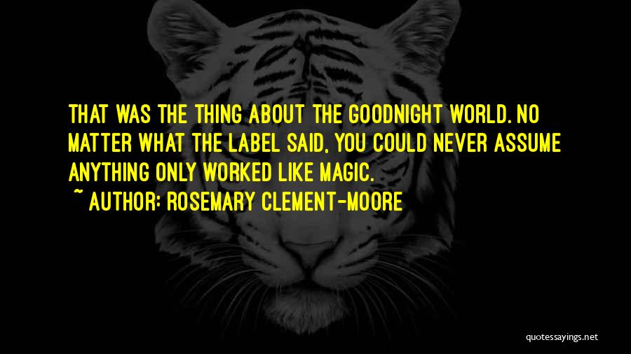 Rosemary Clement-Moore Quotes: That Was The Thing About The Goodnight World. No Matter What The Label Said, You Could Never Assume Anything Only