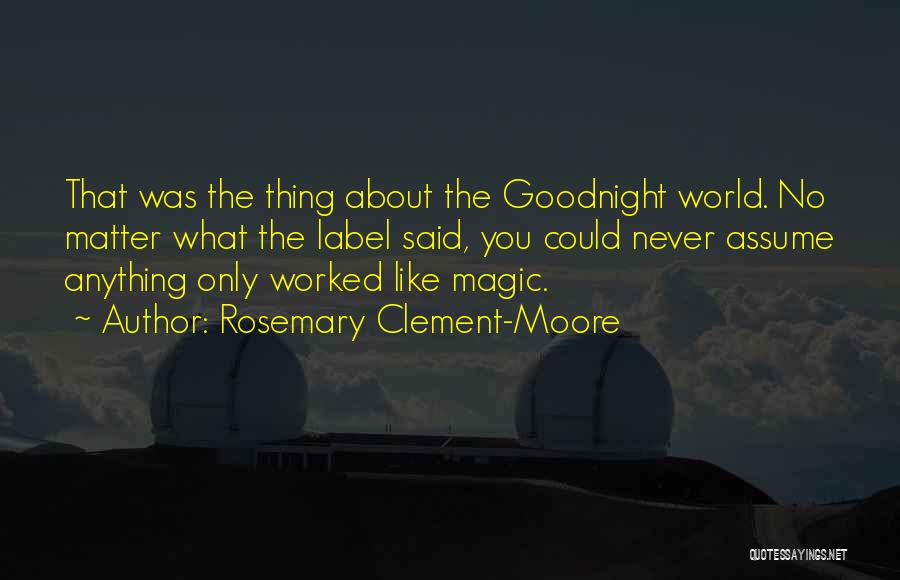 Rosemary Clement-Moore Quotes: That Was The Thing About The Goodnight World. No Matter What The Label Said, You Could Never Assume Anything Only