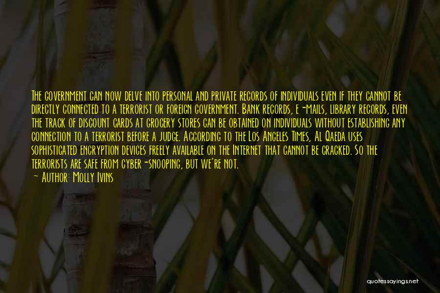 Molly Ivins Quotes: The Government Can Now Delve Into Personal And Private Records Of Individuals Even If They Cannot Be Directly Connected To