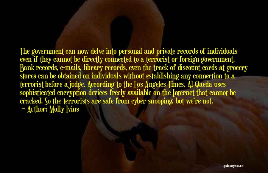 Molly Ivins Quotes: The Government Can Now Delve Into Personal And Private Records Of Individuals Even If They Cannot Be Directly Connected To