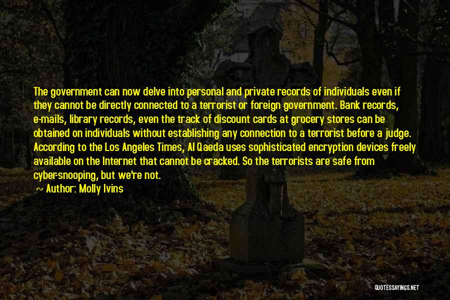 Molly Ivins Quotes: The Government Can Now Delve Into Personal And Private Records Of Individuals Even If They Cannot Be Directly Connected To