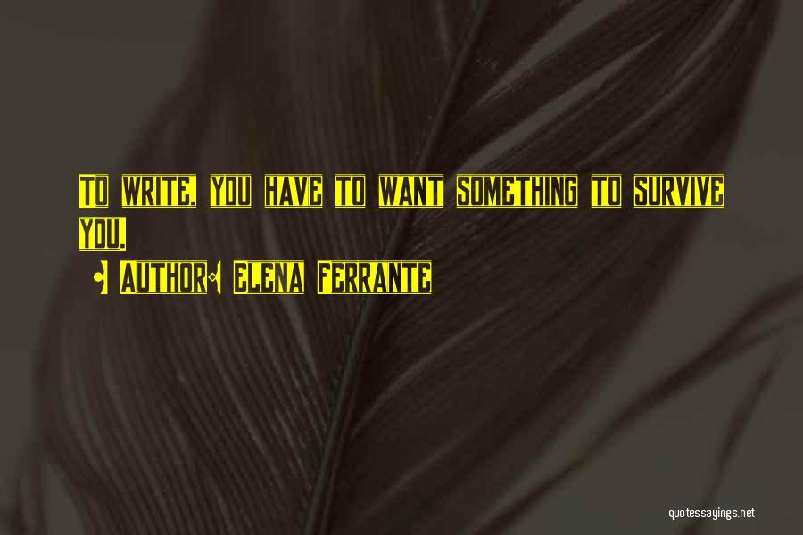 Elena Ferrante Quotes: To Write, You Have To Want Something To Survive You.