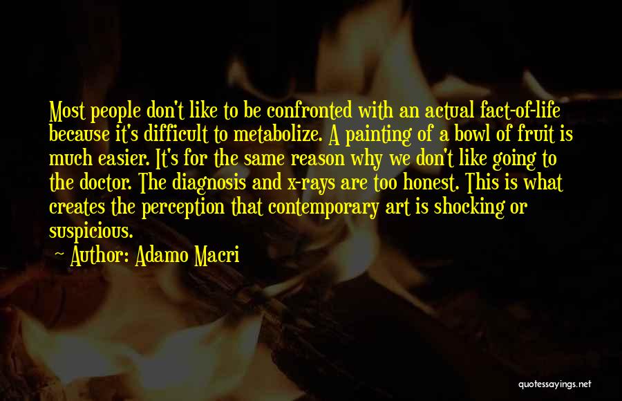 Adamo Macri Quotes: Most People Don't Like To Be Confronted With An Actual Fact-of-life Because It's Difficult To Metabolize. A Painting Of A