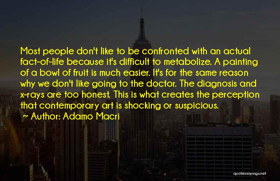 Adamo Macri Quotes: Most People Don't Like To Be Confronted With An Actual Fact-of-life Because It's Difficult To Metabolize. A Painting Of A