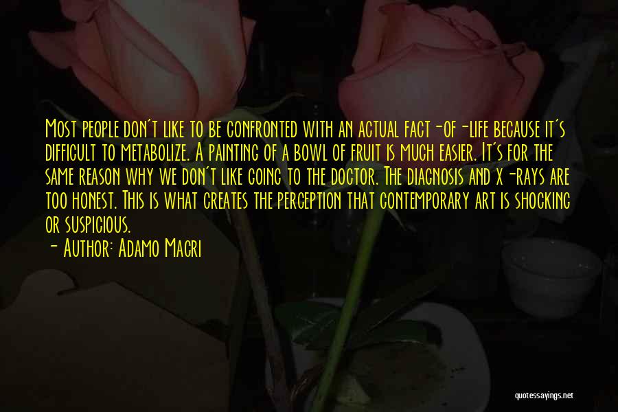 Adamo Macri Quotes: Most People Don't Like To Be Confronted With An Actual Fact-of-life Because It's Difficult To Metabolize. A Painting Of A