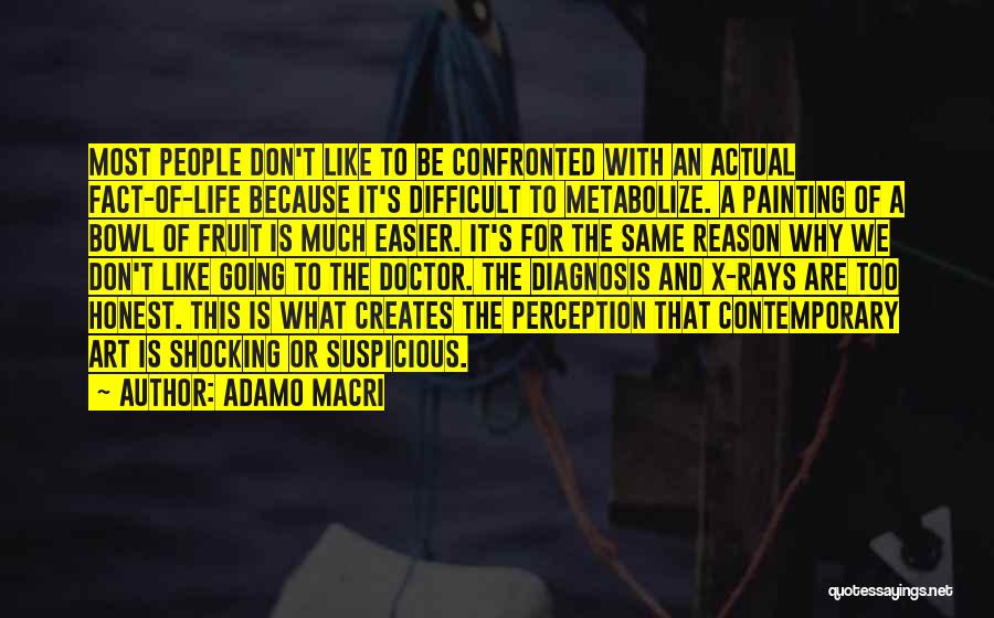 Adamo Macri Quotes: Most People Don't Like To Be Confronted With An Actual Fact-of-life Because It's Difficult To Metabolize. A Painting Of A