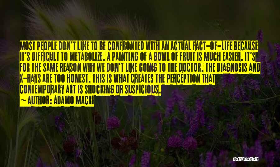 Adamo Macri Quotes: Most People Don't Like To Be Confronted With An Actual Fact-of-life Because It's Difficult To Metabolize. A Painting Of A