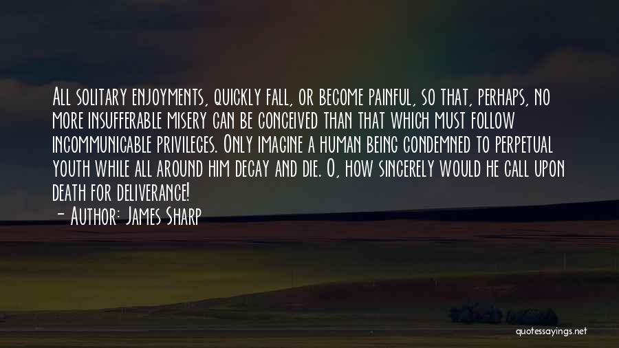 James Sharp Quotes: All Solitary Enjoyments, Quickly Fall, Or Become Painful, So That, Perhaps, No More Insufferable Misery Can Be Conceived Than That