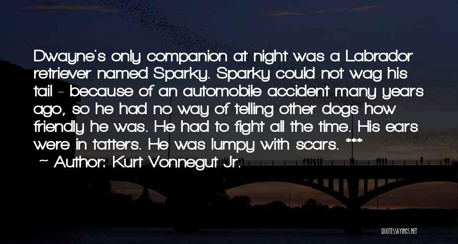 Kurt Vonnegut Jr. Quotes: Dwayne's Only Companion At Night Was A Labrador Retriever Named Sparky. Sparky Could Not Wag His Tail - Because Of