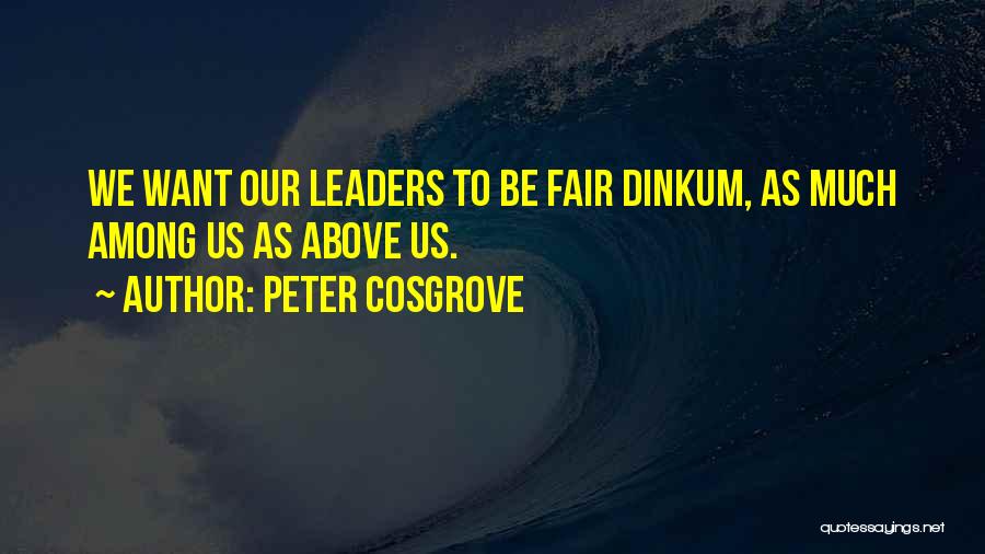 Peter Cosgrove Quotes: We Want Our Leaders To Be Fair Dinkum, As Much Among Us As Above Us.