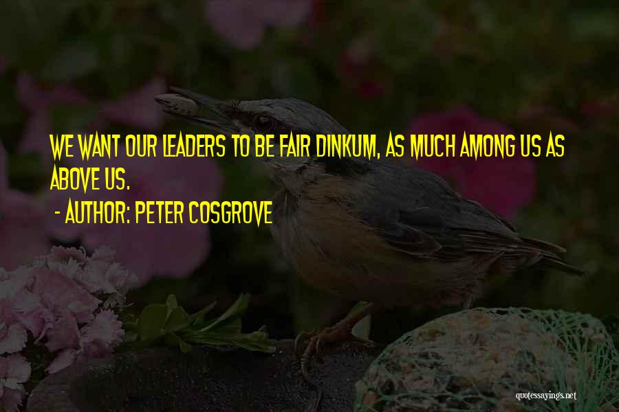 Peter Cosgrove Quotes: We Want Our Leaders To Be Fair Dinkum, As Much Among Us As Above Us.