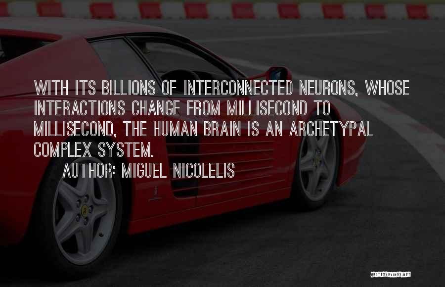 Miguel Nicolelis Quotes: With Its Billions Of Interconnected Neurons, Whose Interactions Change From Millisecond To Millisecond, The Human Brain Is An Archetypal Complex