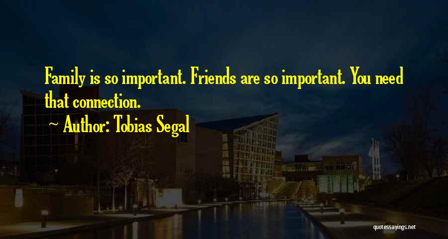Tobias Segal Quotes: Family Is So Important. Friends Are So Important. You Need That Connection.