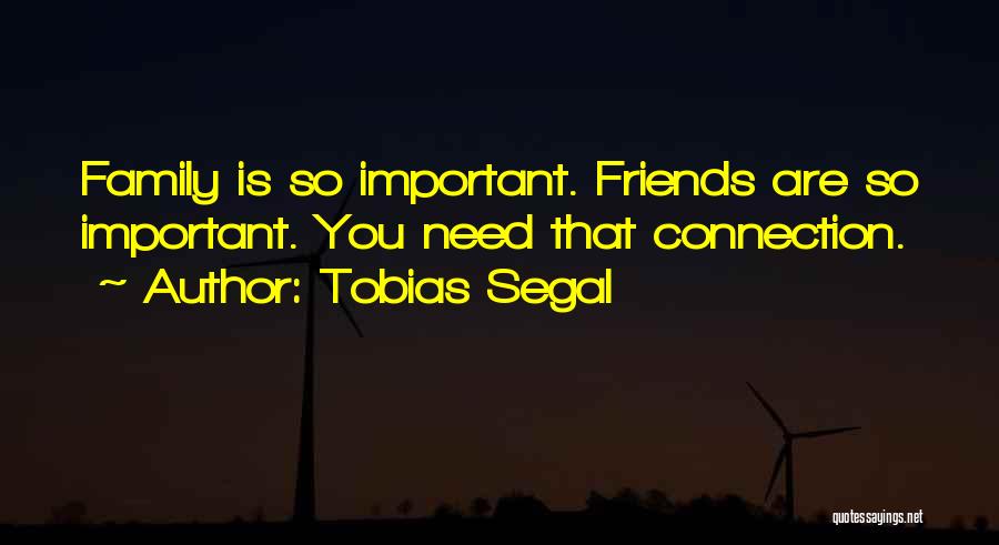 Tobias Segal Quotes: Family Is So Important. Friends Are So Important. You Need That Connection.