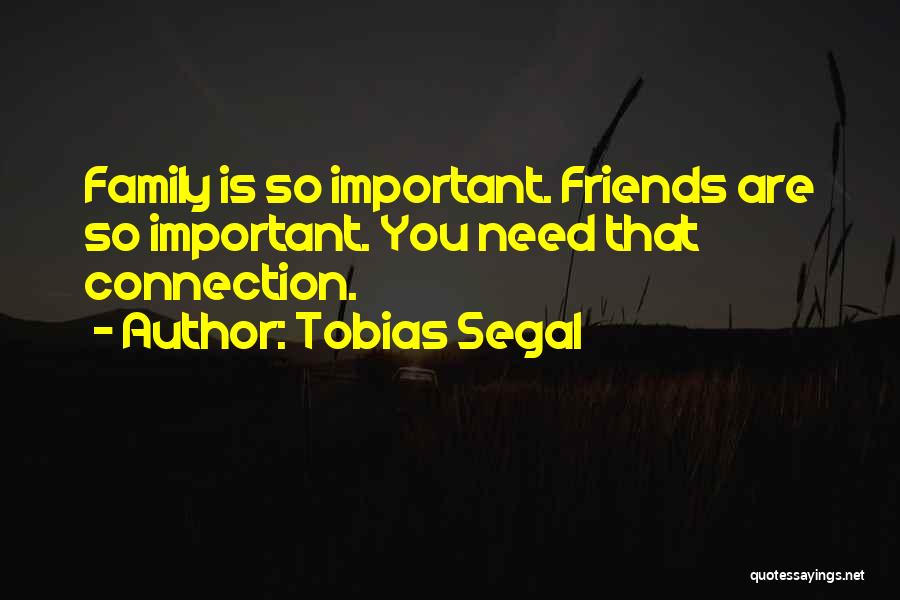 Tobias Segal Quotes: Family Is So Important. Friends Are So Important. You Need That Connection.