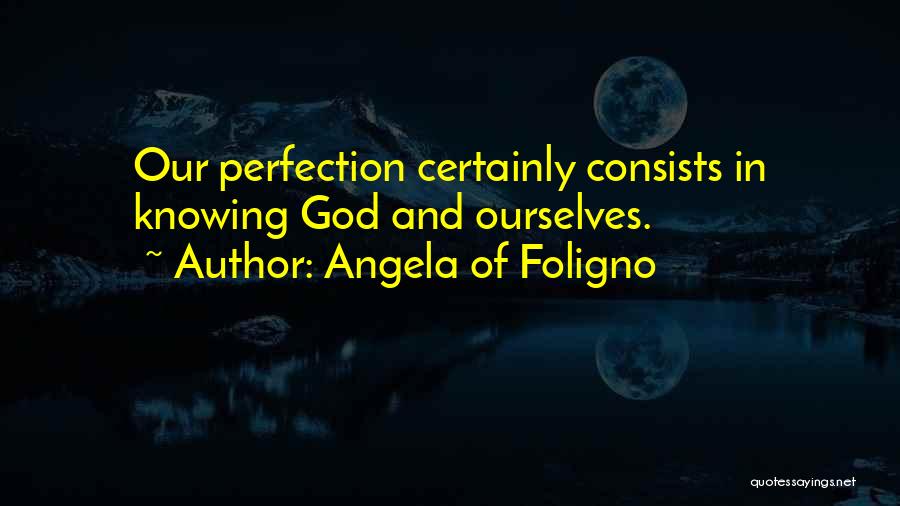 Angela Of Foligno Quotes: Our Perfection Certainly Consists In Knowing God And Ourselves.