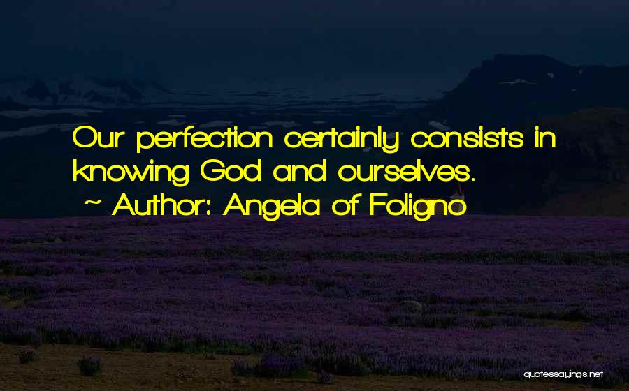 Angela Of Foligno Quotes: Our Perfection Certainly Consists In Knowing God And Ourselves.