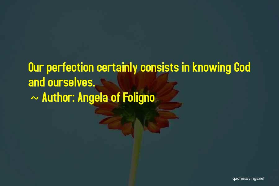 Angela Of Foligno Quotes: Our Perfection Certainly Consists In Knowing God And Ourselves.