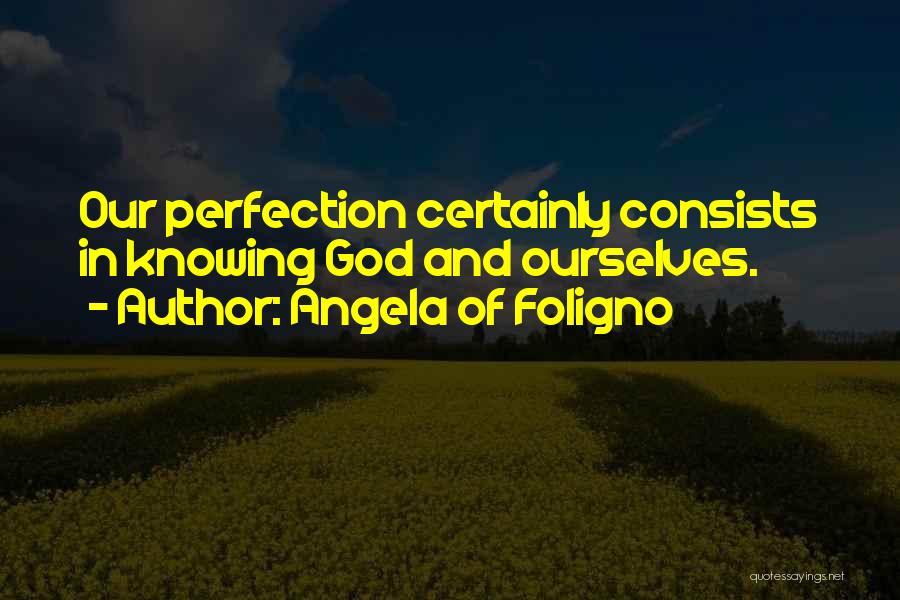 Angela Of Foligno Quotes: Our Perfection Certainly Consists In Knowing God And Ourselves.