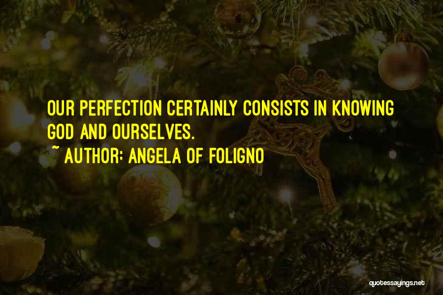 Angela Of Foligno Quotes: Our Perfection Certainly Consists In Knowing God And Ourselves.