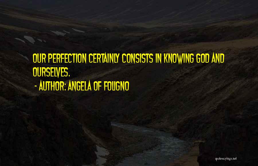 Angela Of Foligno Quotes: Our Perfection Certainly Consists In Knowing God And Ourselves.