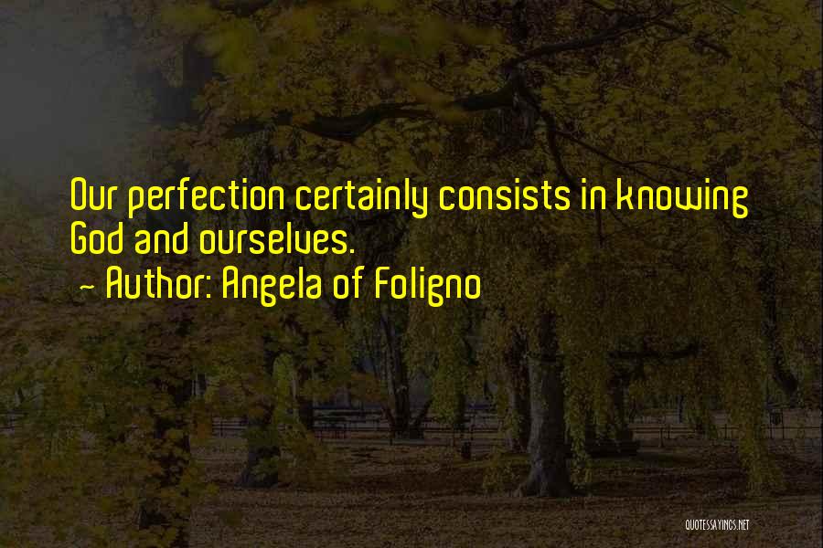 Angela Of Foligno Quotes: Our Perfection Certainly Consists In Knowing God And Ourselves.