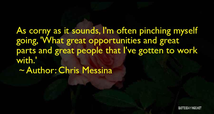 Chris Messina Quotes: As Corny As It Sounds, I'm Often Pinching Myself Going, 'what Great Opportunities And Great Parts And Great People That
