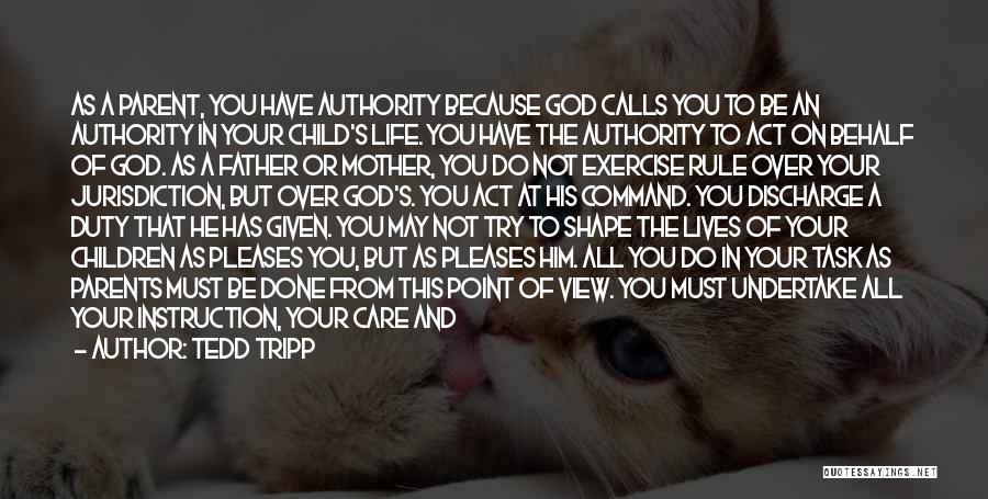 Tedd Tripp Quotes: As A Parent, You Have Authority Because God Calls You To Be An Authority In Your Child's Life. You Have