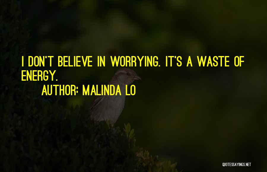 Malinda Lo Quotes: I Don't Believe In Worrying. It's A Waste Of Energy.