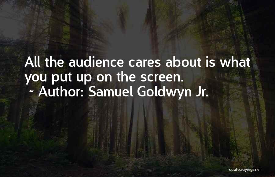 Samuel Goldwyn Jr. Quotes: All The Audience Cares About Is What You Put Up On The Screen.