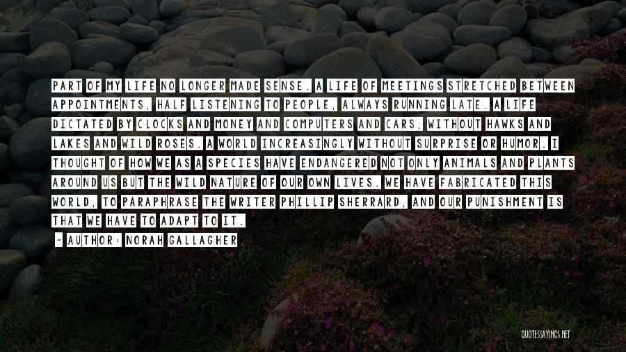 Norah Gallagher Quotes: Part Of My Life No Longer Made Sense. A Life Of Meetings Stretched Between Appointments, Half Listening To People, Always