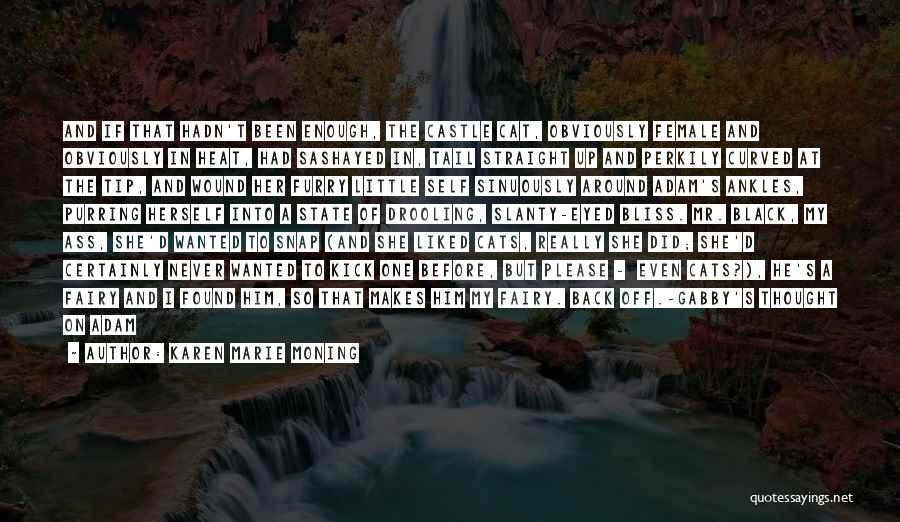 Karen Marie Moning Quotes: And If That Hadn't Been Enough, The Castle Cat, Obviously Female And Obviously In Heat, Had Sashayed In, Tail Straight