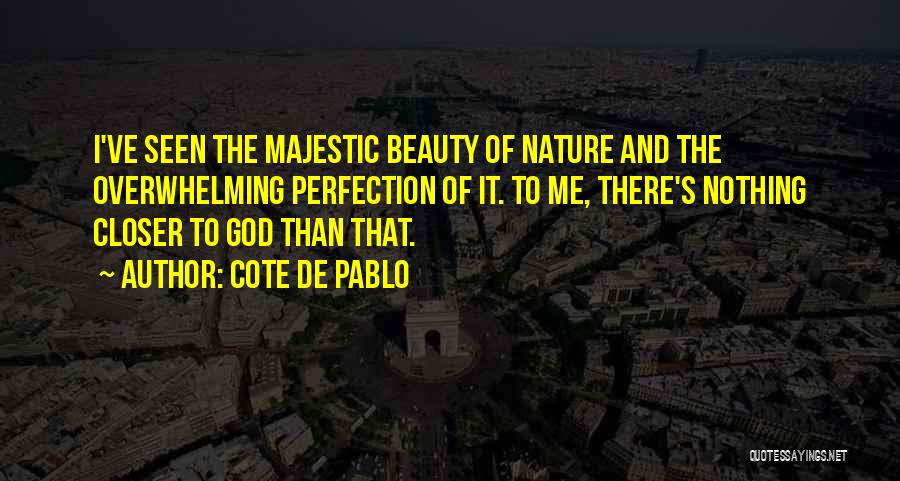 Cote De Pablo Quotes: I've Seen The Majestic Beauty Of Nature And The Overwhelming Perfection Of It. To Me, There's Nothing Closer To God