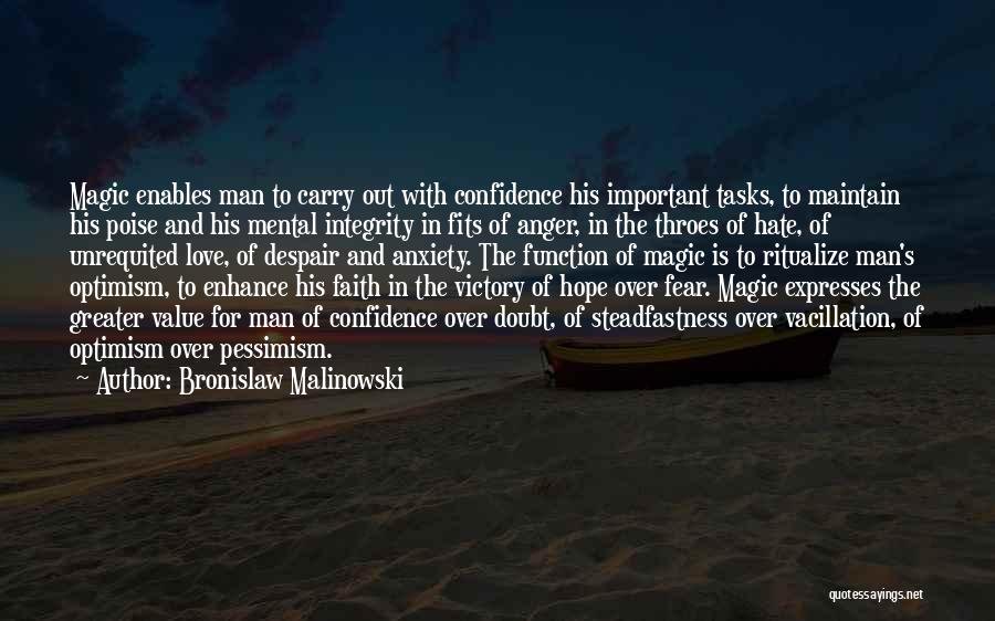 Bronislaw Malinowski Quotes: Magic Enables Man To Carry Out With Confidence His Important Tasks, To Maintain His Poise And His Mental Integrity In