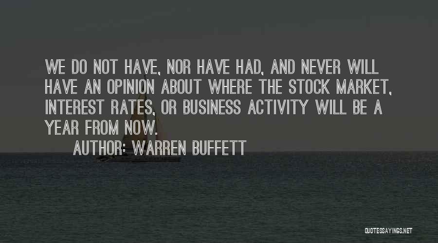 Warren Buffett Quotes: We Do Not Have, Nor Have Had, And Never Will Have An Opinion About Where The Stock Market, Interest Rates,