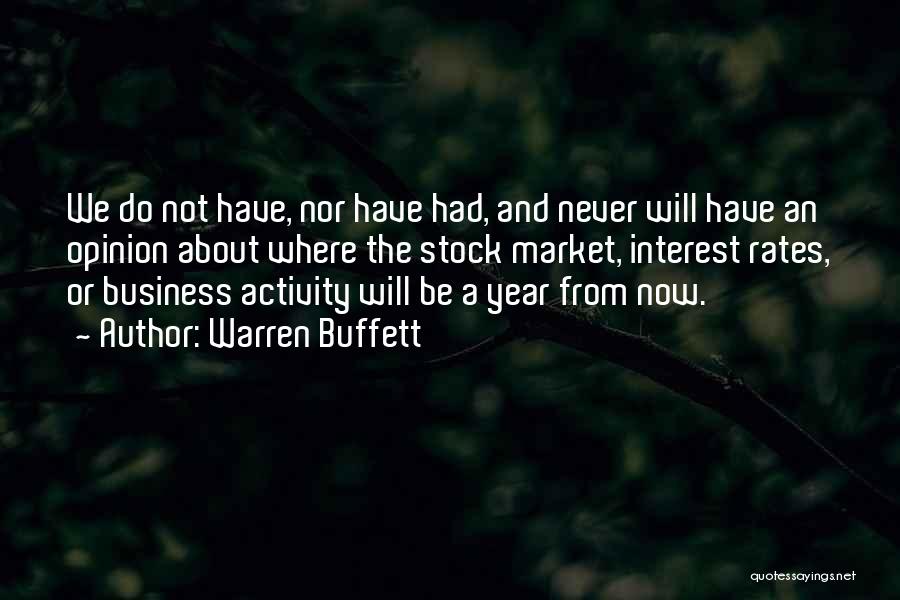Warren Buffett Quotes: We Do Not Have, Nor Have Had, And Never Will Have An Opinion About Where The Stock Market, Interest Rates,