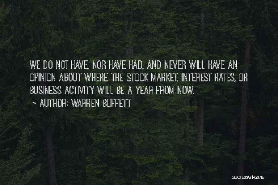 Warren Buffett Quotes: We Do Not Have, Nor Have Had, And Never Will Have An Opinion About Where The Stock Market, Interest Rates,