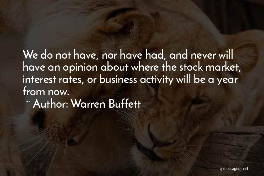 Warren Buffett Quotes: We Do Not Have, Nor Have Had, And Never Will Have An Opinion About Where The Stock Market, Interest Rates,