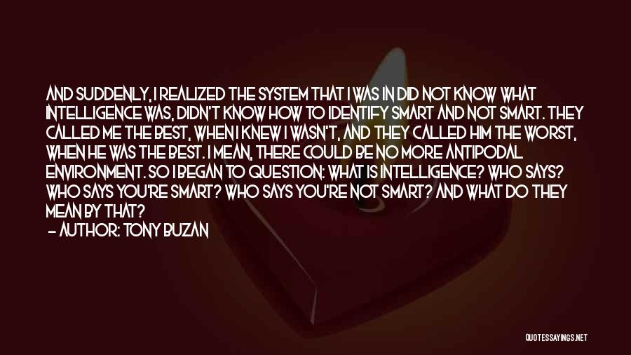 Tony Buzan Quotes: And Suddenly, I Realized The System That I Was In Did Not Know What Intelligence Was, Didn't Know How To