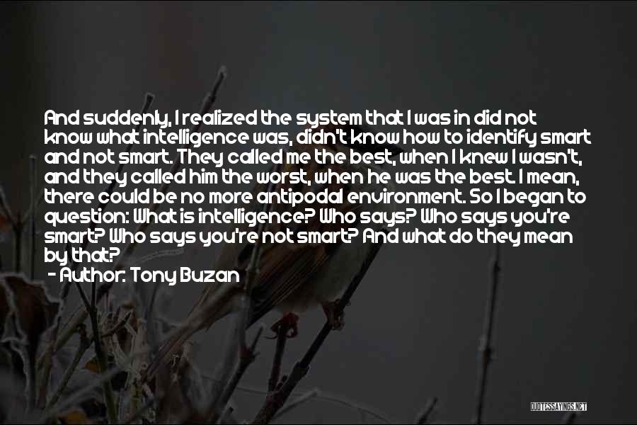 Tony Buzan Quotes: And Suddenly, I Realized The System That I Was In Did Not Know What Intelligence Was, Didn't Know How To