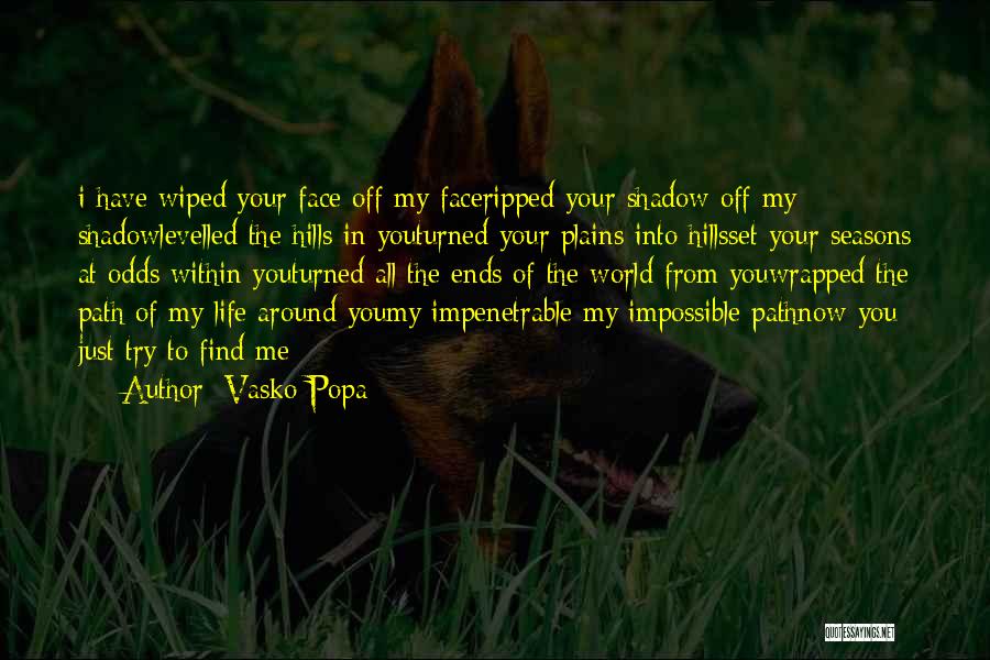 Vasko Popa Quotes: I Have Wiped Your Face Off My Faceripped Your Shadow Off My Shadowlevelled The Hills In Youturned Your Plains Into